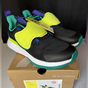 All in Motion Kids Black and Lime Sneakers NIB
